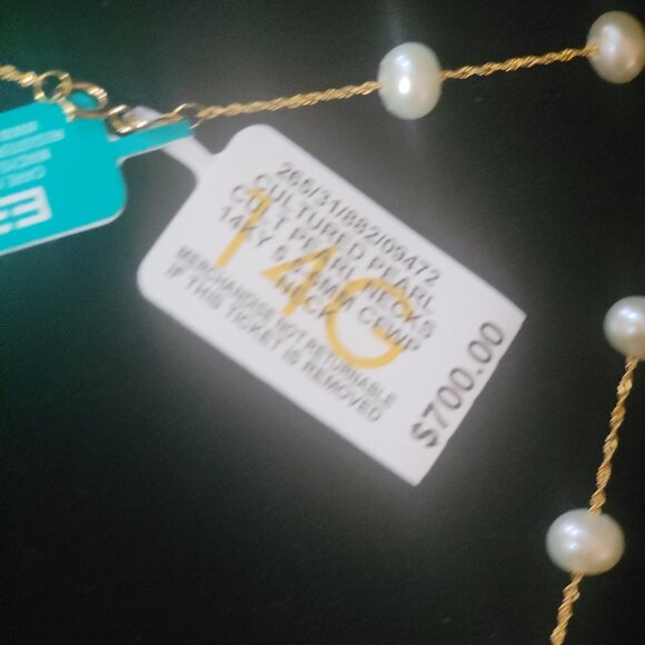 EFFY® Cultured Freshwater Pearl Station 18" Necklace in 14k Gold (5-1/2mm) - Picture 2 of 2